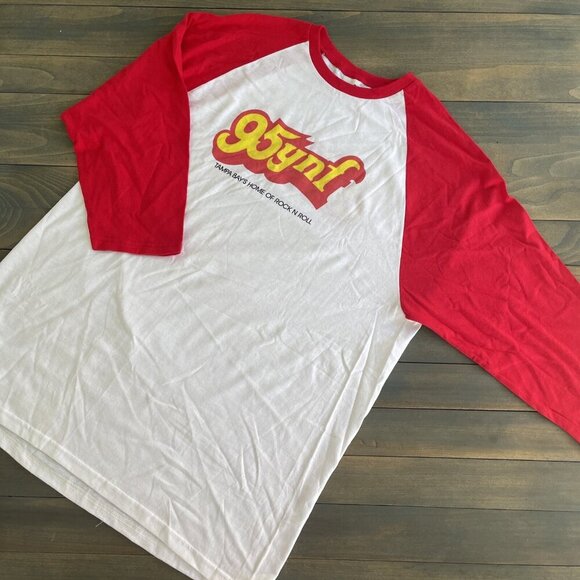Vintage 1990s Tampa Bay Rock Radio 95YNF Station Promo Red Jersey - Mens XL (G5) - Picture 1 of 7